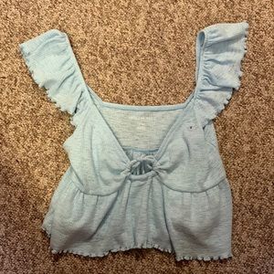 Light blue American Eagle tank top with ruffled sleeves